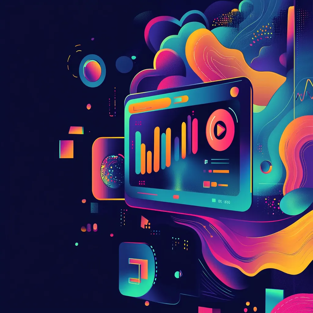 An illustration of of a colourful user interface, abstract art