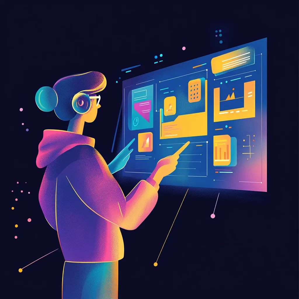 An illustration of woman working on a website prototype