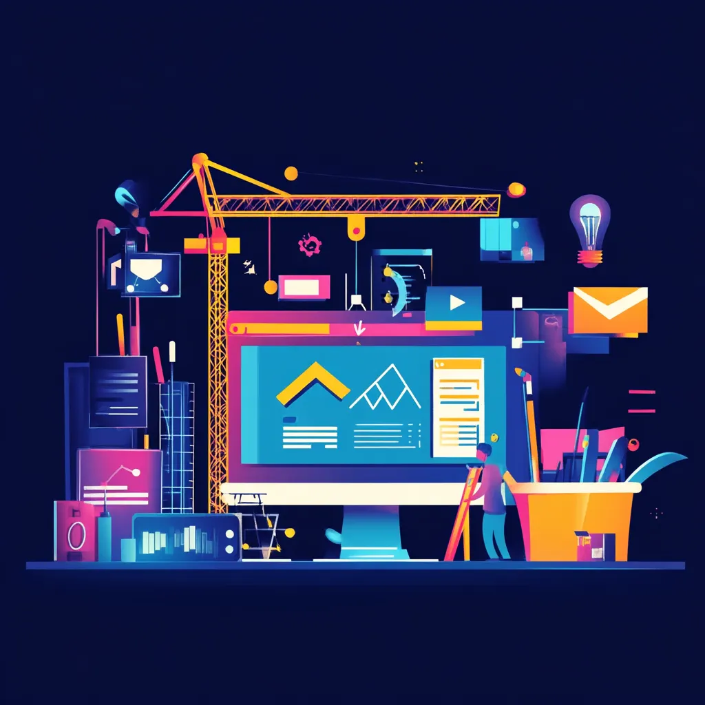 An illustration of construction site of a website, abstract art