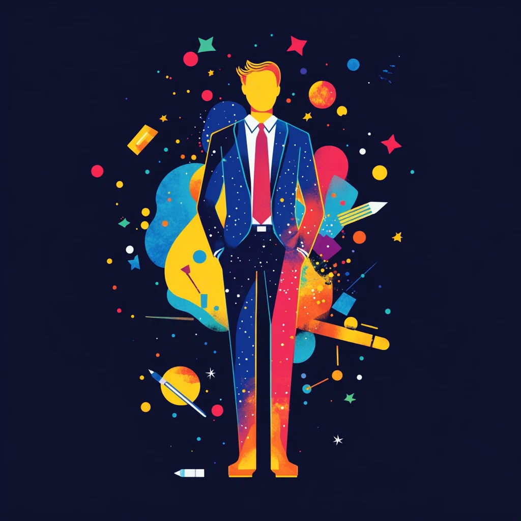 An abstract illustration of a man in a smart suit Website Design Services