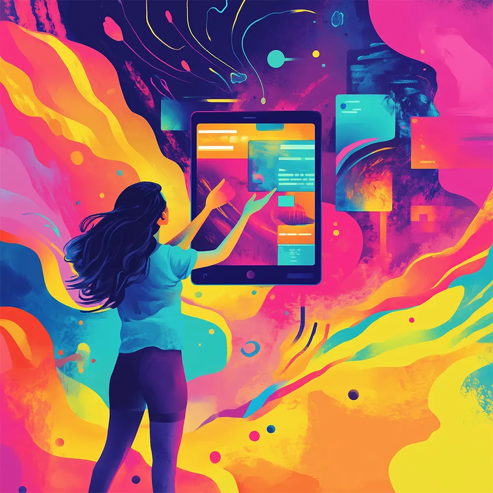 A woman doing design and prototyping in an abstract manner