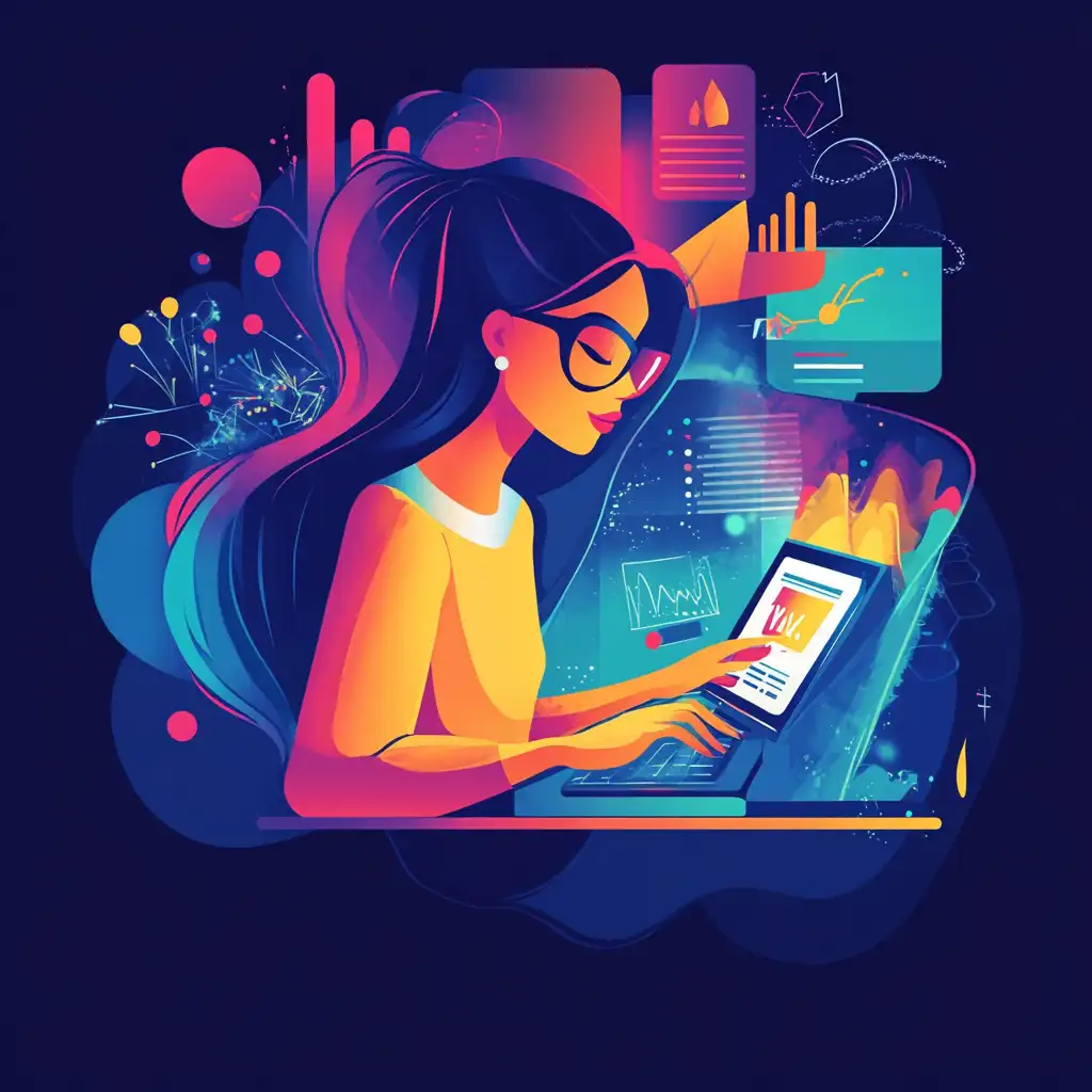 A professional woman touching her key board and laptop screen, Website Design Process