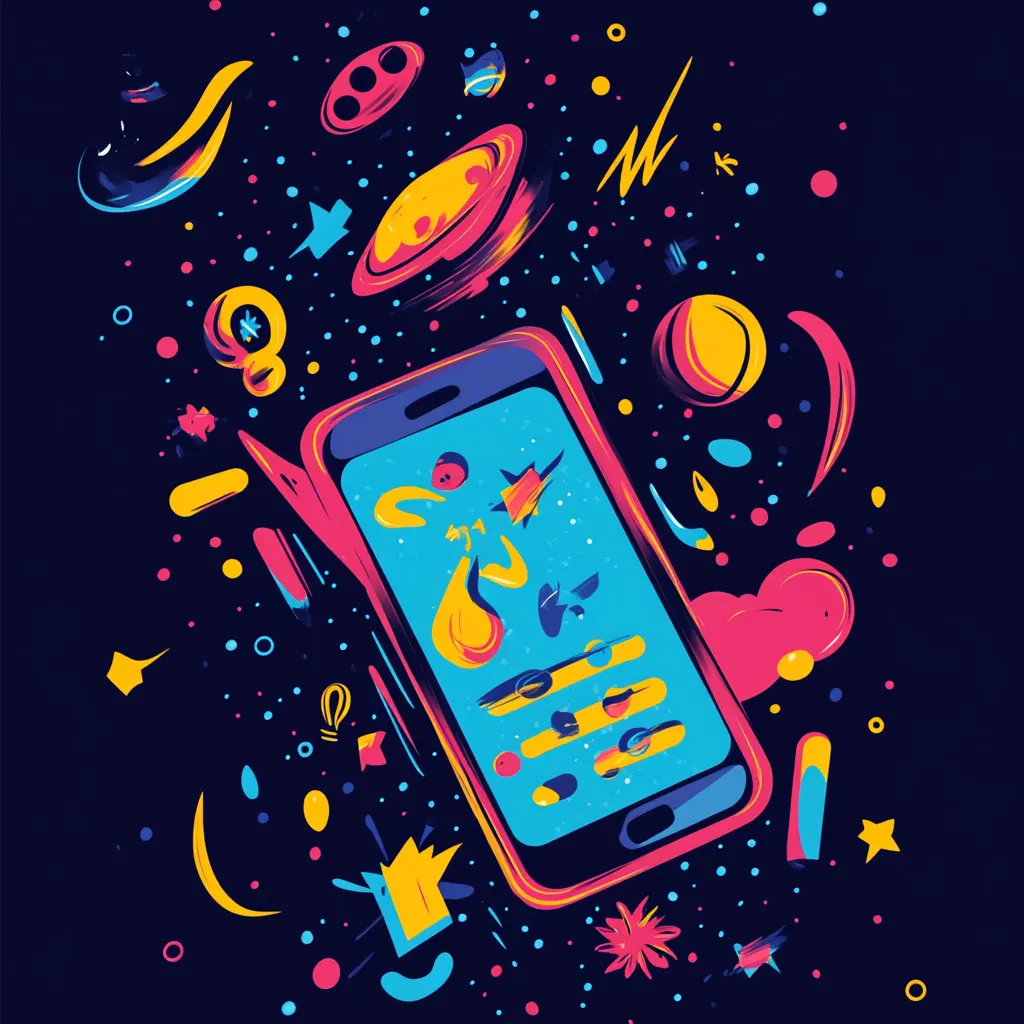 An illustration of an abstract phone in space