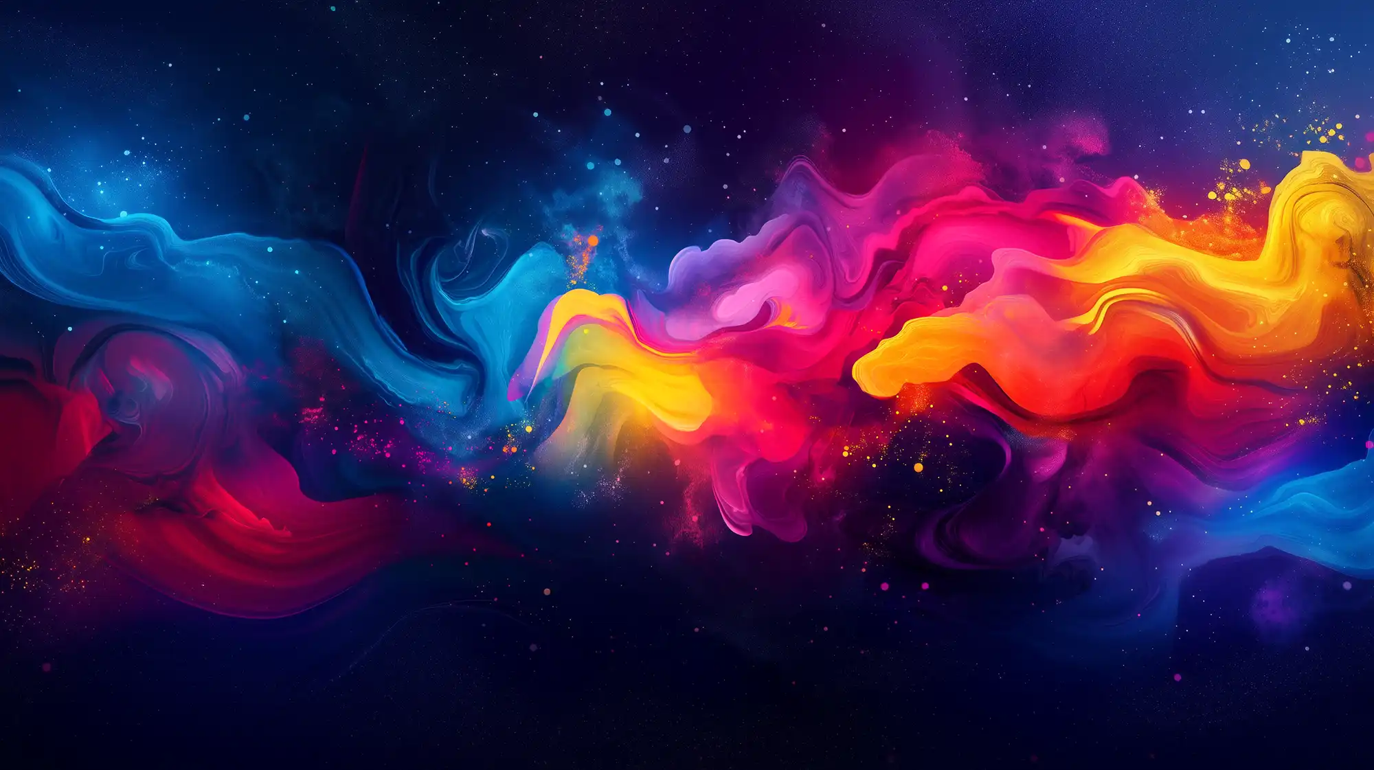 Swirling coloured smoke in an abstract space scene